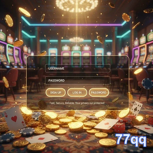Ilustração de Explore o Cassino Online 77qq com Slots e Serviços VIP